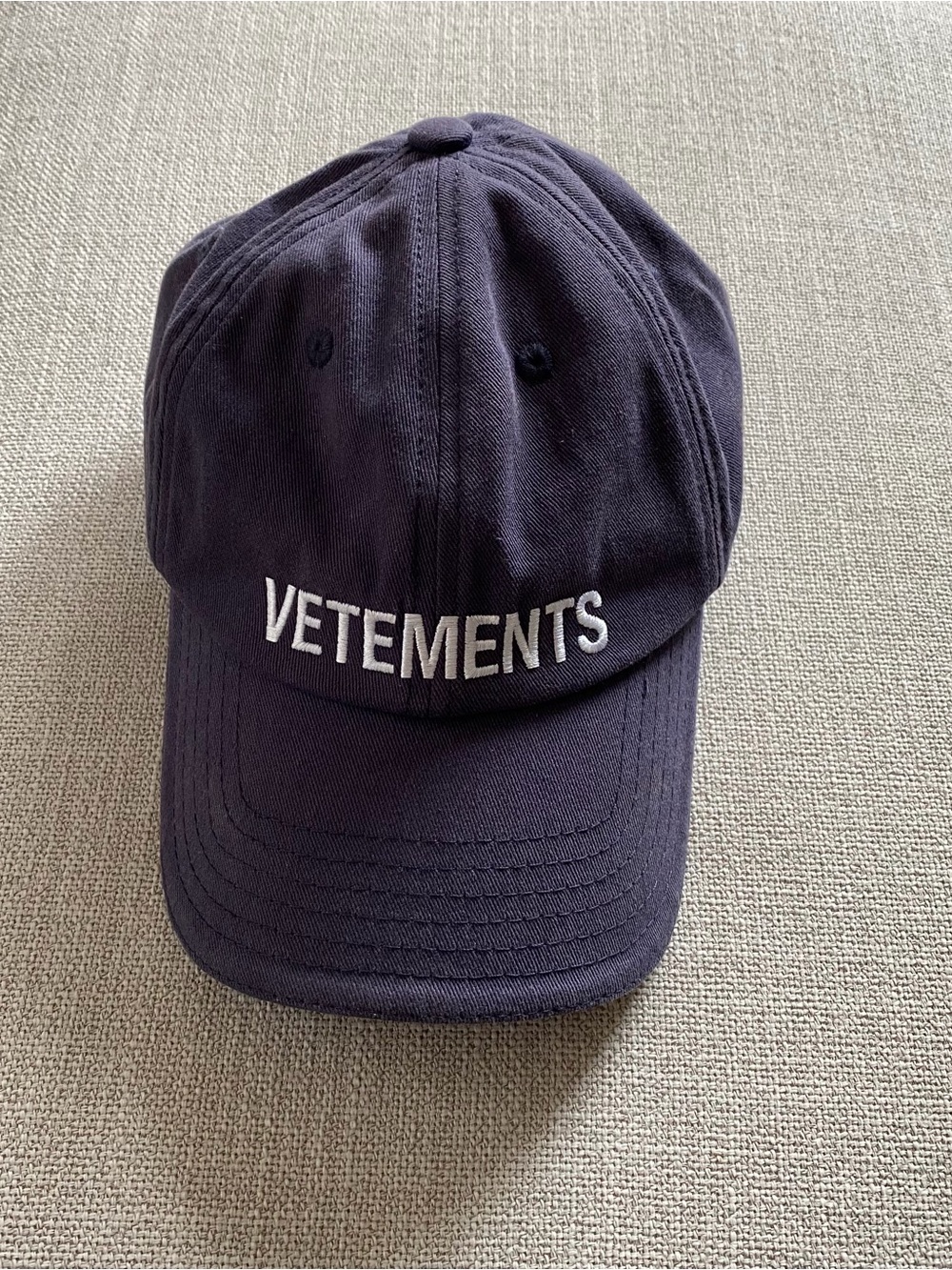 VETEMENTS Authentic Logo Navy Blue One Size Unisex Baseball Cap Hat